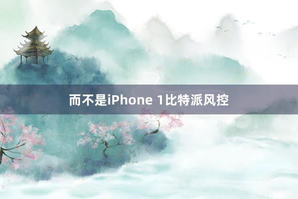 而不是iPhone 1比特派风控