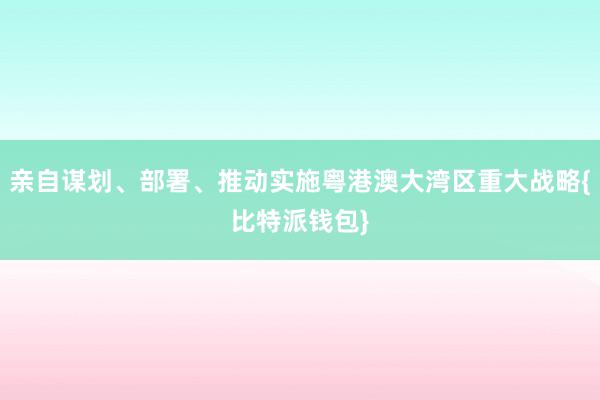 亲自谋划、部署、推动实施粤港澳大湾区重大战略{比特派钱包}