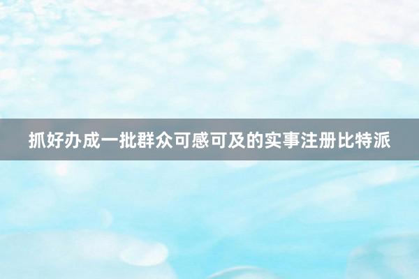 抓好办成一批群众可感可及的实事注册比特派