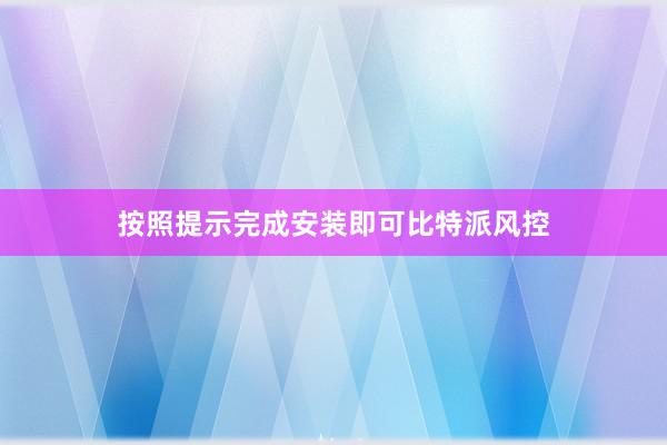 按照提示完成安装即可比特派风控