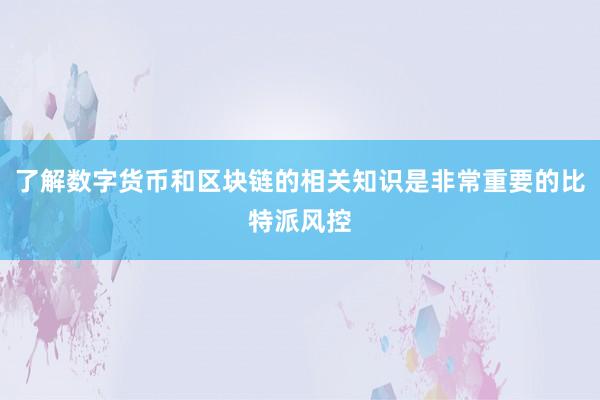 了解数字货币和区块链的相关知识是非常重要的比特派风控