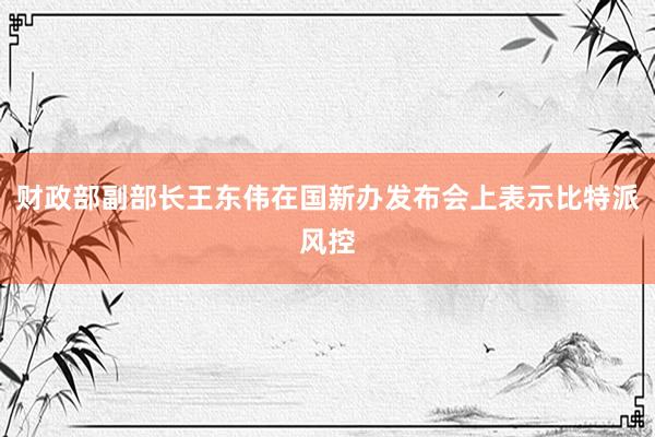 财政部副部长王东伟在国新办发布会上表示比特派风控